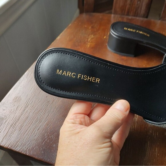 Marc Fisher Black and Silver Rhinstone Slide Heels Size 9.5 - Picture 5 of 7